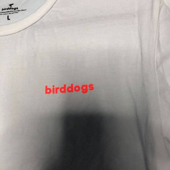 Birddogs Shirt Mens Large White Crew Neck Cotton Logo Bird Colorful - Picture 2 of 8